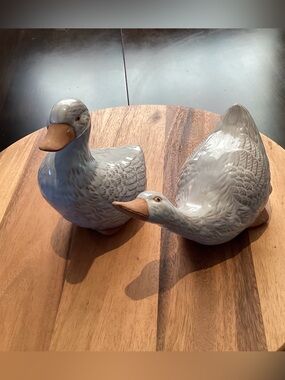 Vintage Geese (two) Ceramic with washed glaze Adorable Silly Goose pair